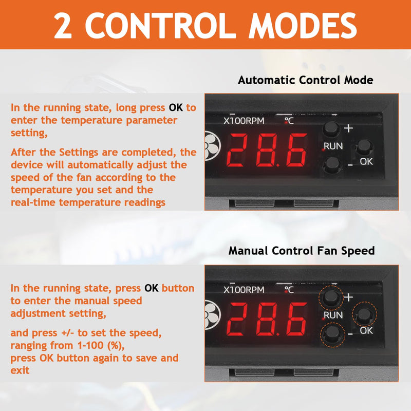 [Australia - AusPower] - 4-Wire PWM Fan Temperature Controller 12V 3A Fan Speed Controller with Temperature Probe Digital Display Module Dual-Display Fan Governor(Water Droplet Head) Water Droplet Head（for Air） 