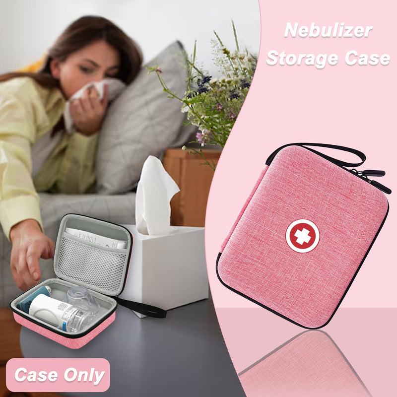 Klawdsky Carrying Case for Portable Nebulizer, Travel Medical Bag, Hard Emergency Medical Bag for Inhaler Spacer Case for Adults(Bag Only) (Pink)