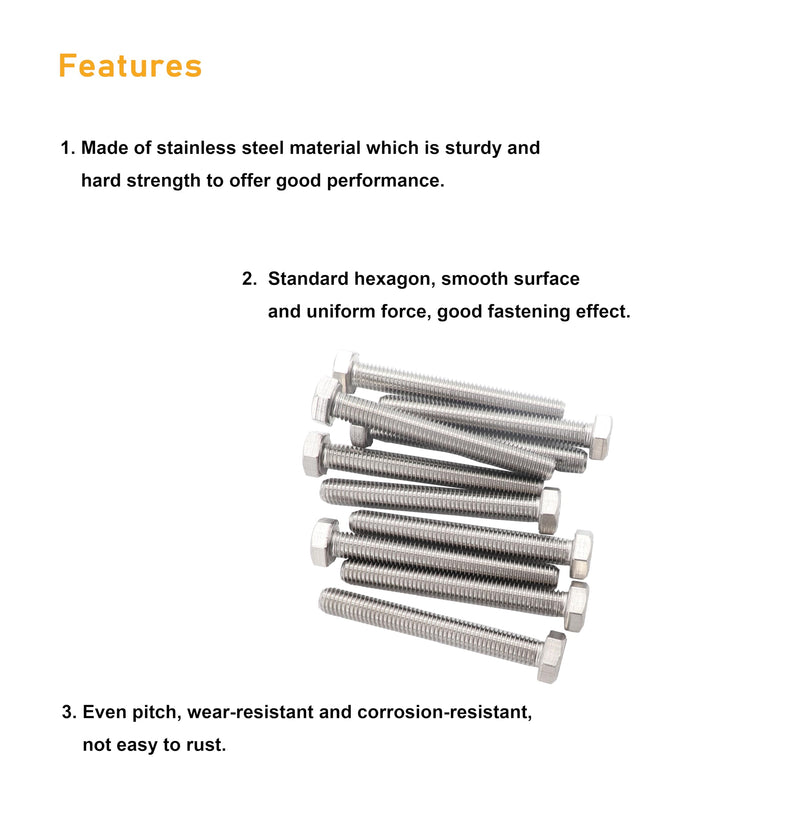 [Australia - AusPower] - binifiMux 10-Pack M8 x 30mm Hexagon Bolts Hex Screws,M8 Hex Nuts M8 Flat Washers/Spring Lock Washers Set, 304/18-11, Plain Finish M8 x 30mm 40pcs 