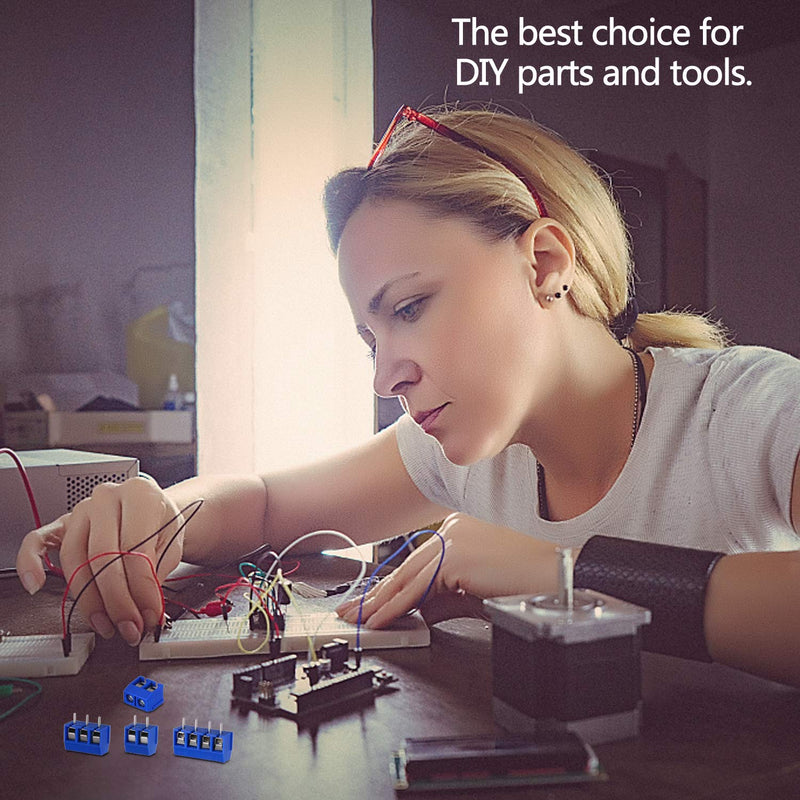 [Australia - AusPower] - 100PCS 2 Pin 3 Pin 4 Pin PCB Mount Screw Terminal Block Connector, KWOKWEI Blue Socket Strips 5mm Pitch for Arduino and Home Electronics Projects (80 x 2 Pin, 15 x 3 Pin, 5 x 4 Pin) 