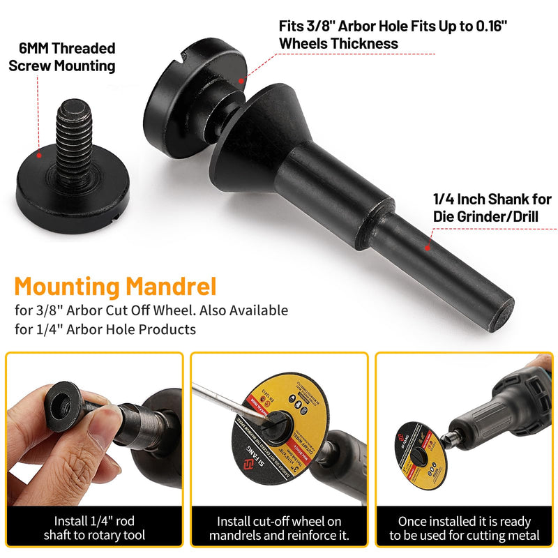 [Australia - AusPower] - SI FANG 16Pcs 3 inch Cut-Off Wheel Grinding Wheel Flap Discs Kit with 3/8" Arbor 1/4" Stem Mounting Mandrel Die Grinder Accessories Drill Attachment, Metal Stainless Steel Wood Cutting and Grinding Package 1 (16Pcs) 