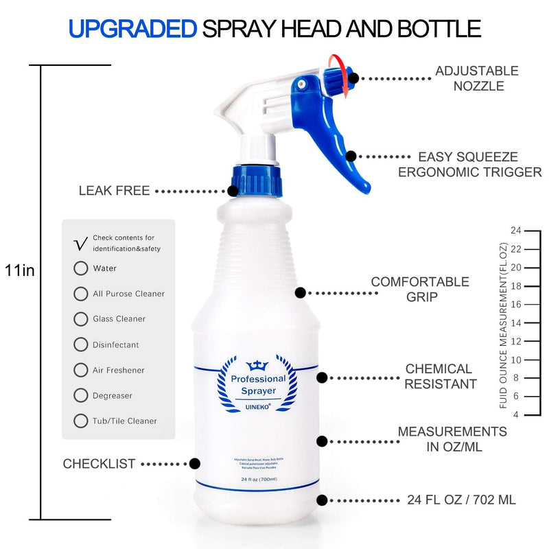 [Australia - AusPower] - Plastic Spray Bottle (3 Pack, 24 Oz, 3 Colors) Heavy Duty All-Purpose Empty Spraying Bottles Leak Proof Commercial Mist Water Bottle for Cleaning Solutions Plants Pet with Adjustable Nozzle 24 Oz, 3 Pack 