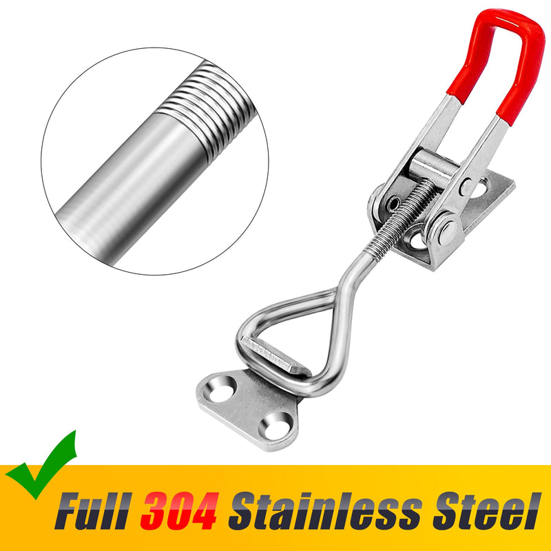 [Australia - AusPower] - 2 Pack Toggle Latch Clamp 4001 Adjustable 304 Stainless Steel Toggle Hasp Latches for Smoker Lid Jig Freezer Door Cooler Box Case Trunk Draw Chest, Quick Release 330Lbs Holding Capacity 2 
