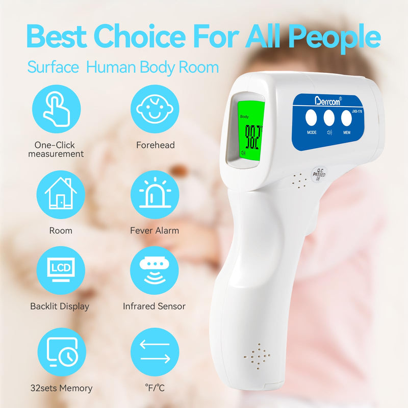 [Australia - AusPower] - [Value Bundle] Berrcom Digital Thermometer DT101 & Berrcom Forehead Thermometer for Adults and Kids JXB-178 