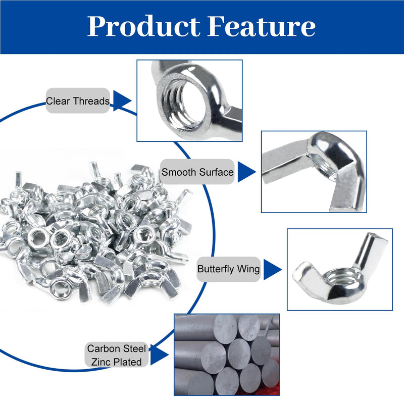 [Australia - AusPower] - MroMax 55Pcs 5/16"-18 Wing Nuts Carbon Steel Butterfly Nuts Zinc Plated Fasteners Parts Hand Twist Tighten Ear Wingnuts 5/16-18 Inches Hardware Nuts 5/16-18 55Pcs 