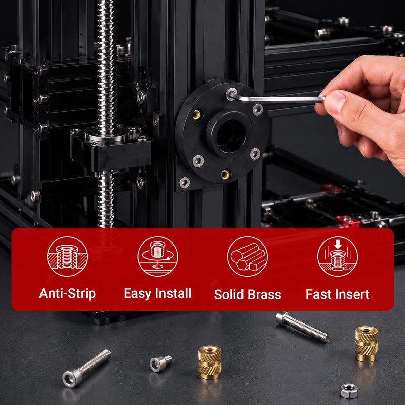 Thread insert set for heat insertion – 181 pieces with 60W digital soldering iron, stand, tweezers & M6 nuts, screws & covers for plastic thread repair and DIY projects
