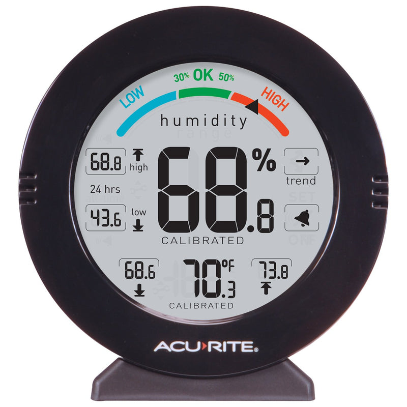AcuRite 01080M Pro Accuracy Temperature and Humidity Gauge with Alarms, Black Humidity Meter