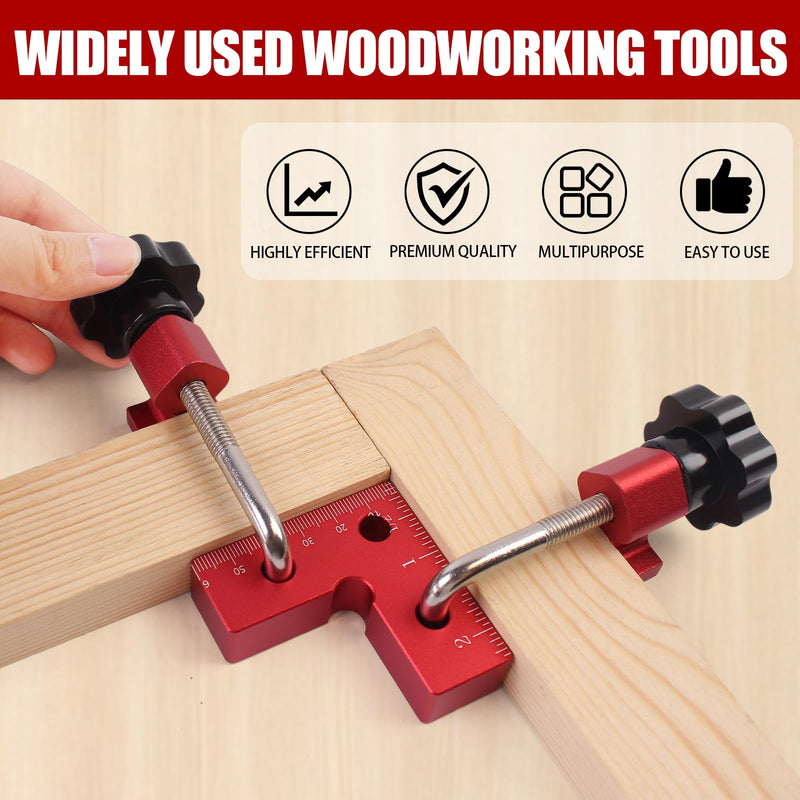 2 Pack 90 Degree Mini Positioning Squares, Corner Clamps for Woodworking, Aluminum Right Angle Clamps Fixing Clamp, Carpenter Corner Clamping Square Tool for Box, Cabinets, Drawers (Red)