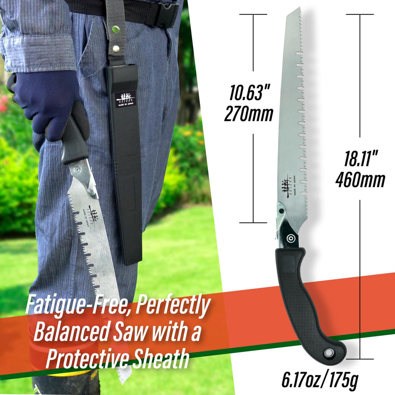 SUIZAN Pruning Saw 10.6" Gullet Blade - Professional Japanese Tree Trimming Handsaw Pullsaw Gardening Tools 10.6"/270mm Pruning saw