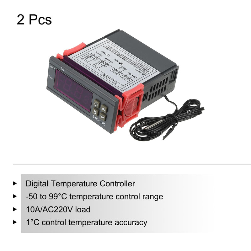 [Australia - AusPower] - MECCANIXITY 2 Pack STC-1000 10A DC 12V Digital LED Temperature Controller Thermostat Heating and Cooling Control Switch for Fridge Greenhouse Farm 