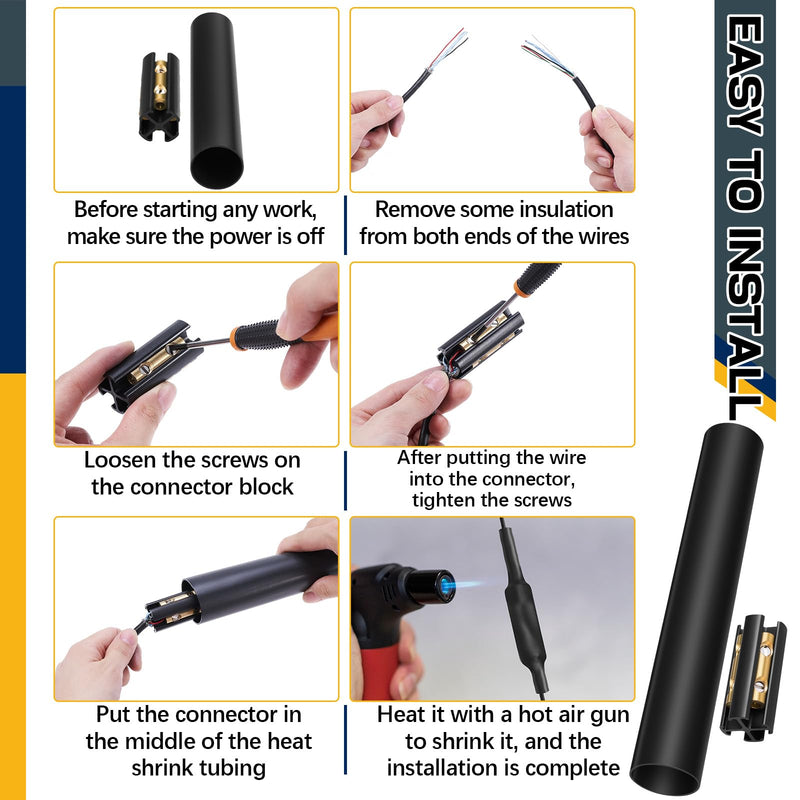 [Australia - AusPower] - 2 Sets Underground Wire Splice Kit Suit for 14/3 to 8/3 Range Direct Burial Uf Wire Handle up to 600 Volts Maximum Includes Connectors and Shrink Tube Electrical Cable 2 