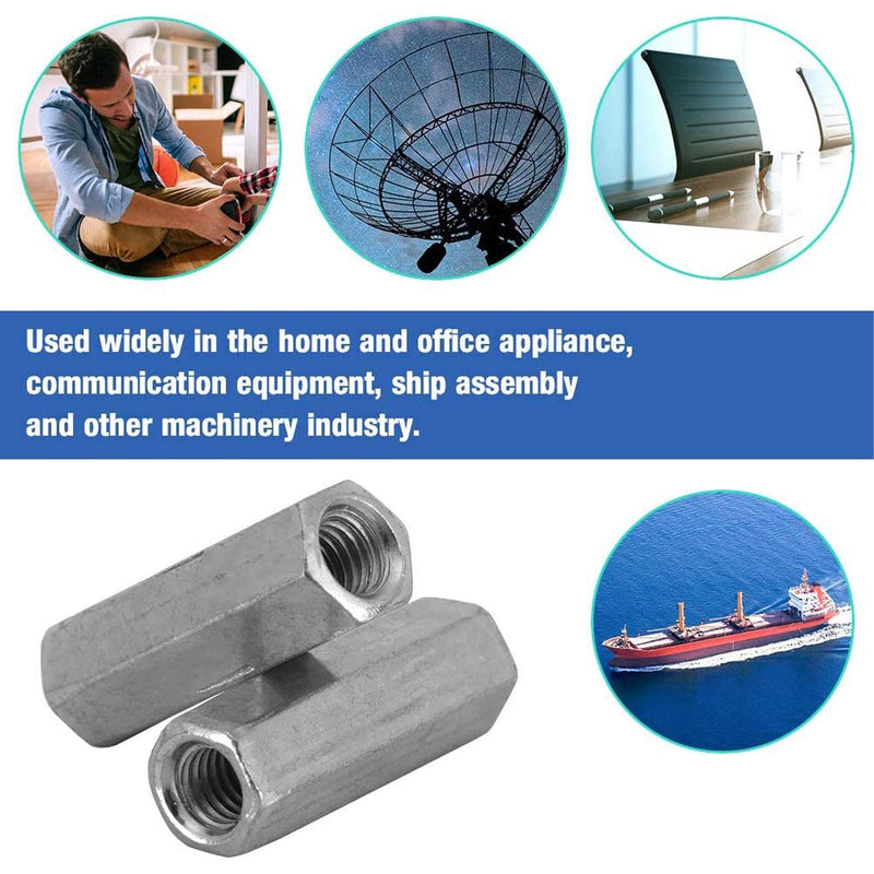 [Australia - AusPower] - 5 Pcs M12 x 1.75 x 36mm Long Rod Coupling Round Rod Nut Connector Zinc Plated Joint Nut Industrial Construction Fasteners M12x1.75x36mm(Round) 