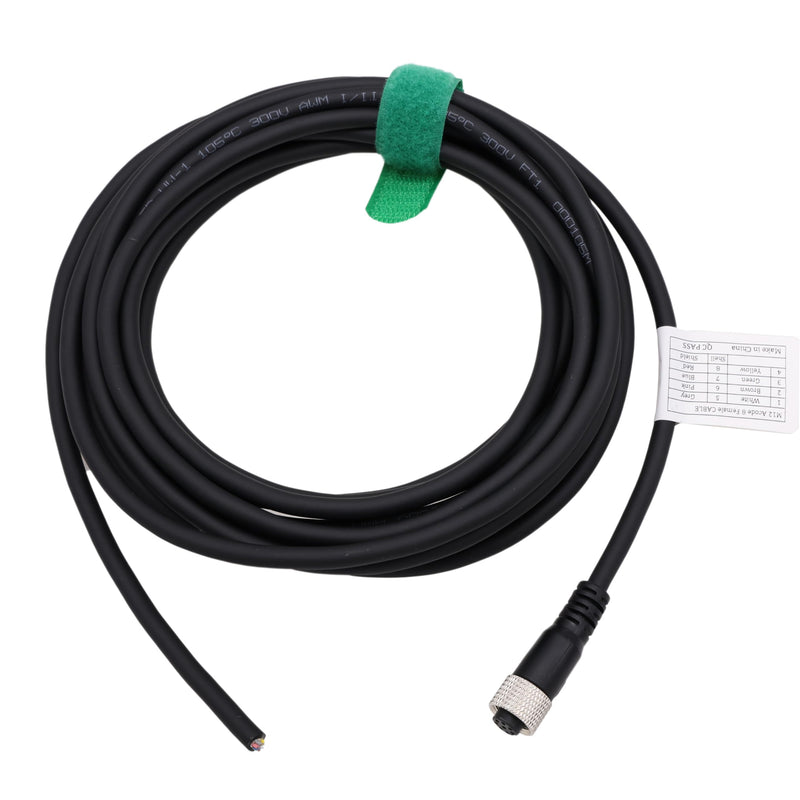 [Australia - AusPower] - M12 A Coded 8 Pin Female Aviation to Flying Leads Cable Shielded for Actuator Sensor Signal Industrial Controls Automation, Device Network DeviceNet, CANopen, IO Link, Profibus 2m 8 pin female to open 