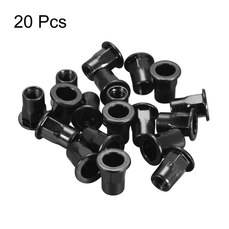[Australia - AusPower] - uxcell M8 Rivet Nuts, Thread Half Hexagonal Carbon Steel Zinc-Plated Flat Head Threaded Insert Nut Black 20Pcs 