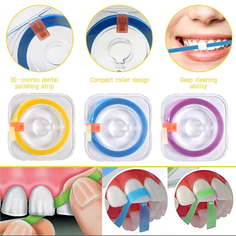 3 Rolls Tooth Polishing Strips 4mm x 6m | Sanding strips for interdental spaces and professional applications; use only according to professional instructions.