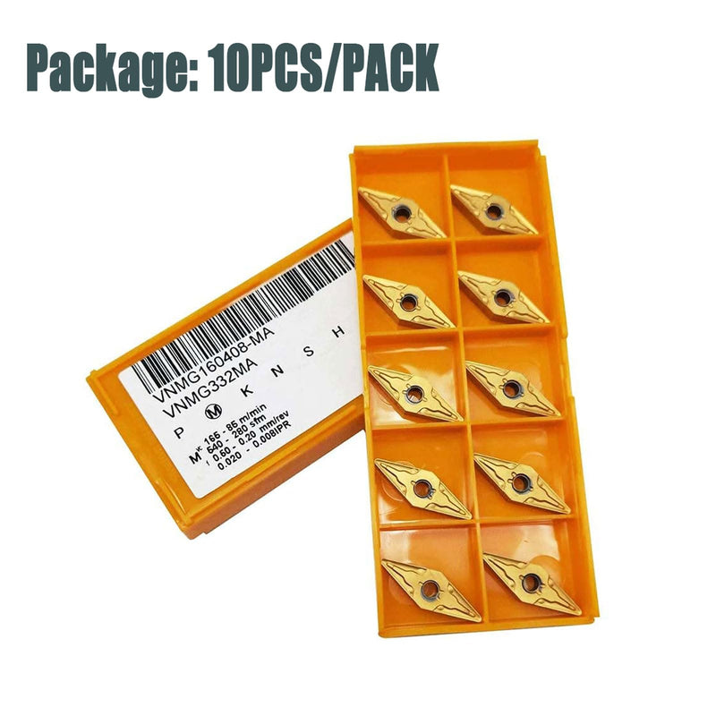 [Australia - AusPower] - Indexable external Carbide Turning Inserts VNMG331/332 VNMG160404/08 carbide cutting tool inserts for Cutting Stainless Boring Bar inserts Turning tool holders replace inserts (VNMG332–MA Gold) VNMG332–MA Gold 