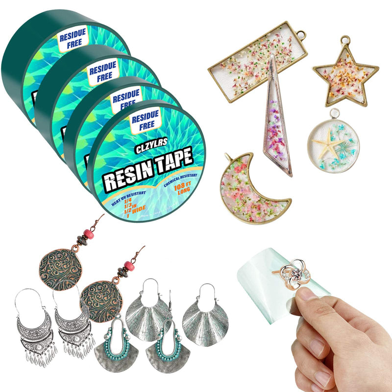 CLZYLRS 4 Rolls Resin Tape for Epoxy Resin Molding-Silicone Thermal Adhesive Tape-Easy Peeling (1inch & 3/4inch & 1/2inch & 1/4 inch) Green 108 FT Long (1inch & 3/4inch & 1/2inch & 1/4 inch)