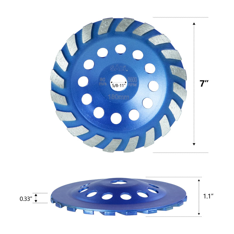 [Australia - AusPower] - SALI Diamond Concrete Grinding Wheel 7 inch for Polishing and Cleaning Stone Concrete Surface, Cement, Marble, Rock, Granite, and Thinset Removing, Angle Grinder Segment Wheels Cup 180 * 22.2 MM Segment Turbo 1.0 