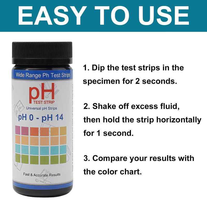[Australia - AusPower] - pH Test Strips 0-14, 100 Strips Universal Litmus Paper for Liquid, Water, Food & Soap Making, Fast Testing Alkaline & Acid Level Results pH0-14 