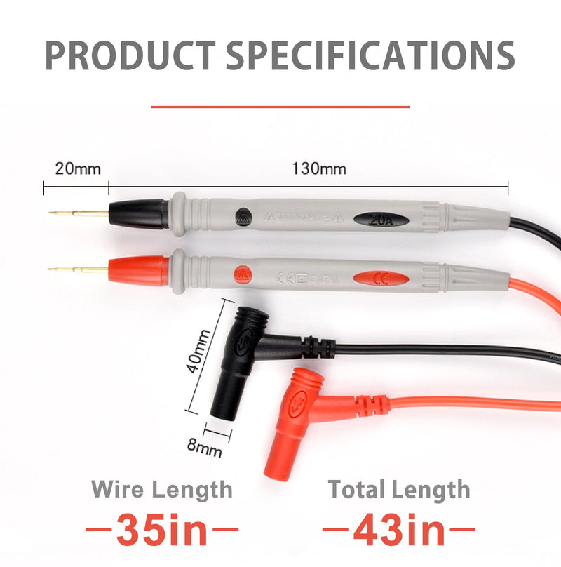[Australia - AusPower] - 1000V 20A Multimeter Leads, Multimeter Probes, Voltmeter Leads, Test Lead Kits 