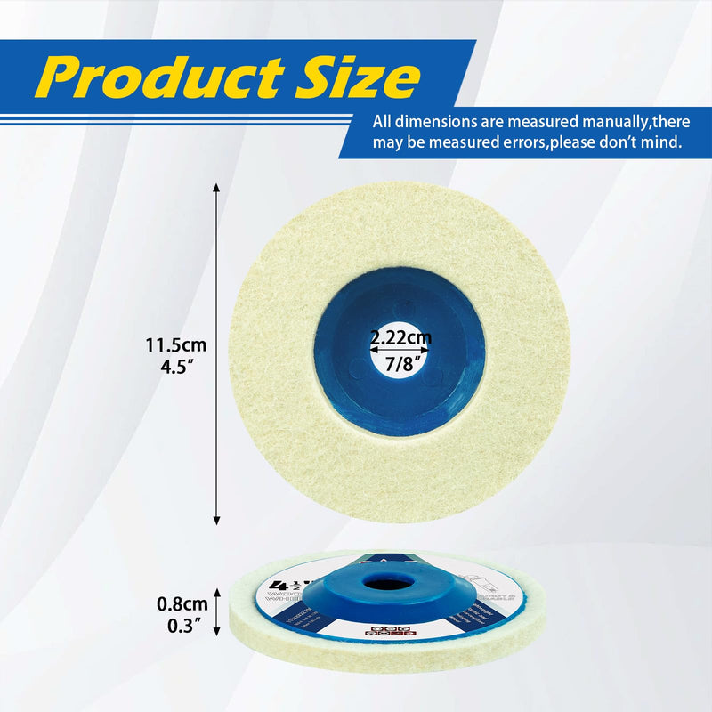 [Australia - AusPower] - SALI 10 Pcs 4-1/2 Inch Wool Felt Polishing Wheel Disc Wool Polishing Wheel Disc for 4.5" Angle Grinder Felt Grinder Polishing Wheel for Metal, Marble Stone, Furniture, Car Plastic 