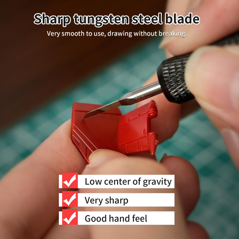 Model Scriber, Line Scriber with Tungsten Steel Blades, Model Scribing Tool for Modeling Hobby, RG Scale Model, Gundam Model Kit, Plastic Models, Resin GK Carved Engraved Lines (0.075MM) 0.075MM