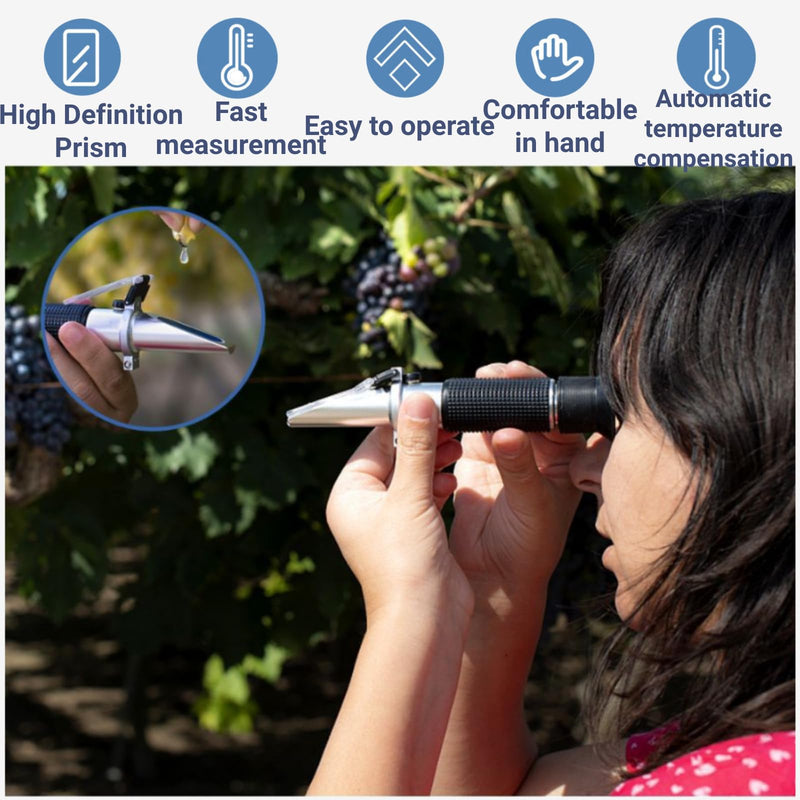 [Australia - AusPower] - Honey Refractometer for Honey 0 to 20% Sugar Test Range with ATC for Most Liquid Sugar Tests 