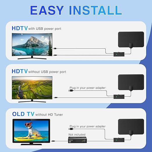 [Australia - AusPower] - Antenna TV Digital HD Indoor,Portable TV Antenna for Local Channels,360°Reception,Support 4K 1080p Smart Television with Amplifier Signal Booster for Free Channels Indoor-Style01 