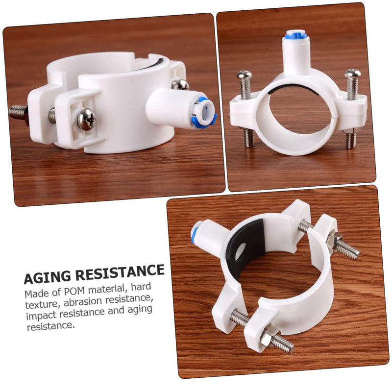 [Australia - AusPower] - OSALADI Mounting Accessories Water Filter for Sink RO Water Filter Water Filter Drain Seat Clamp 1/4 Inch Quick Connect Water Filter Valve Clamp Pom Water Filter Clip White 