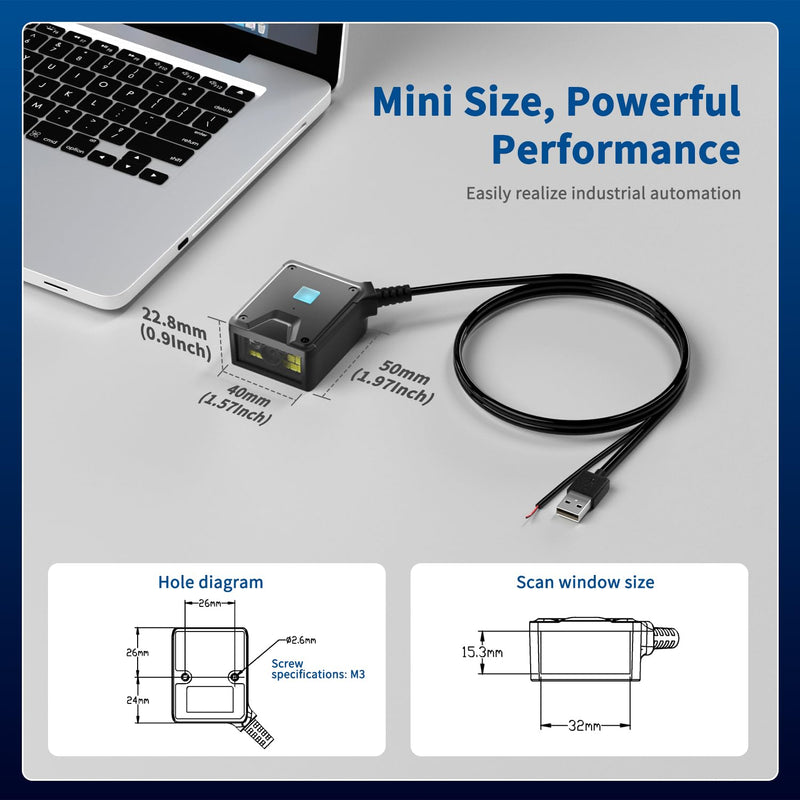 [Australia - AusPower] - NetumScan 2D Embedded Fixed Barcode Scanner Scan Engine, Industrial Grade 1D 2D QR Barcode Reader, Automatic Induction Scanning,USB Port Suitable for Self-Service Terminals and Factory Assembly Lines 