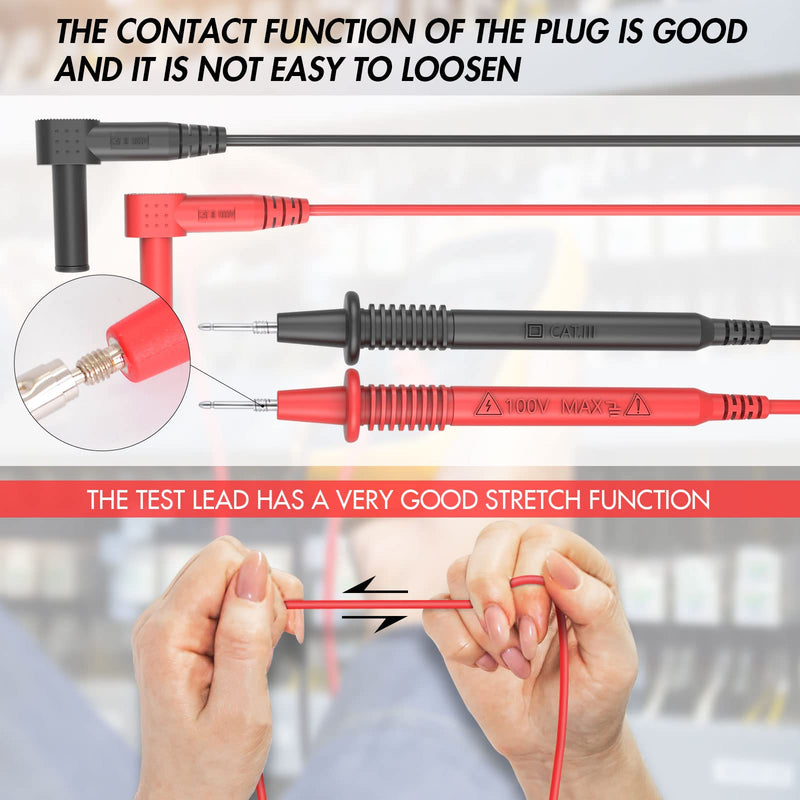 [Australia - AusPower] - Test Leads Set Multimeter Leads and Alligator Clips, Insulated Test Leads CAT III 1000V with Threaded Alligator Clips, 4mm Test Leads Threaded Probes Tip Red 