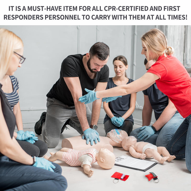 [Australia - AusPower] - 6 Counts CPR Pocket Mask Keychain, CPR Face Shield with One Way Valve Breathing Barrier for First Aid or ADE Training Hearts 