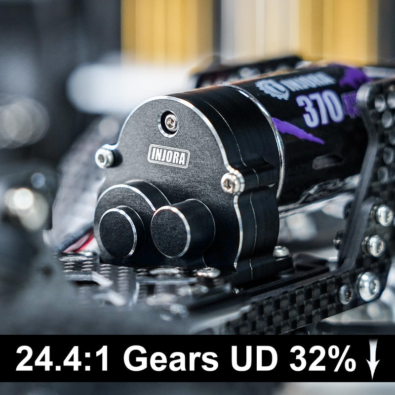 [Australia - AusPower] - INJORA CNC Aluminum Complete Transmission with 370 Brushed Motor 45T for 1/18 RC Crawler TRX4M Upgrade 