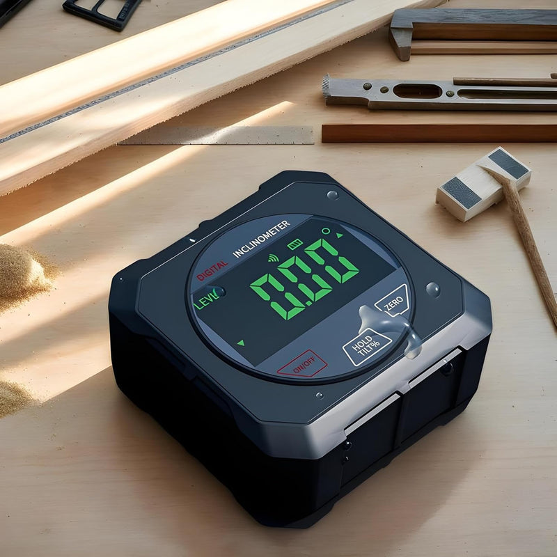 [Australia - AusPower] - RAESHA Digital Angle Finder with Touch Screen – Strong Magnetic Digital Inclinometer with High Accuracy ±0.2°, 4 x 90° Measuring Range, LCD Display, Inclinometer Level Tool with 2 AAA Batteries 
