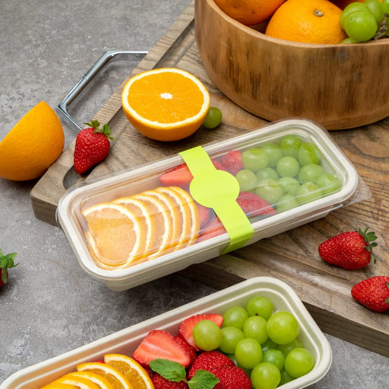 Restaurantware RW Base 12 x 1.5 Inch Packaging Bands 100 Self-Adhering Belly Bands - Disposable Strong Green Paper Label Stickers For Packaging Supplies Keeps Take Out Containers Sealed Eco Green 12 inches x 1.5 inches