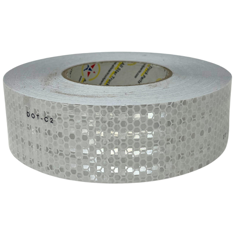 All Star White DOT-C2 Reflective Tape Conspiciuity Tape - Commercial ROLL, HIGH Intensity, Strong Adhesive- 2" inch x 150' FEET - Automobile Car Truck Boat Trailer Semi (White)