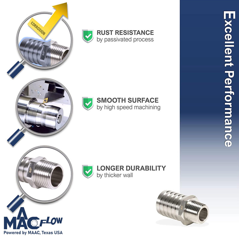 [Australia - AusPower] - Stainless Steel Barb Barbed Hose Fitting 1/8" Hose ID Barb to 1/8" Male NPT (Thread OD 0.34") Adaptor Connector (Pack of 1) 1/8" Barb x 1/8" Male NPT Pack of 1 