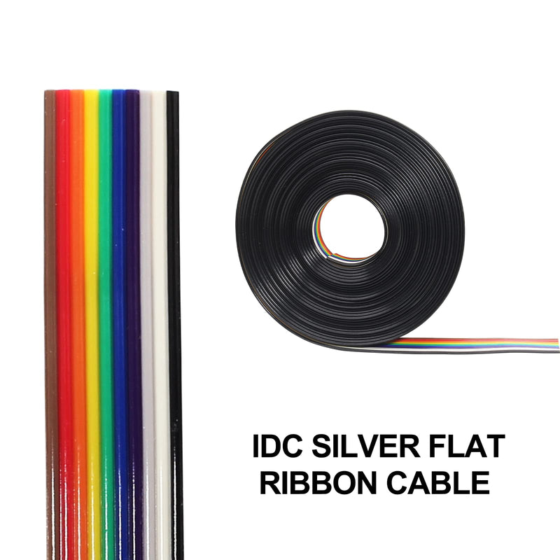 [Australia - AusPower] - Rainbow Color IDC Ribbon Cable, 10 Wire (16ft/5m) IDC Wire Connectors for 2.54mm Pitch Connectors Rainbow,10P,16Ft 