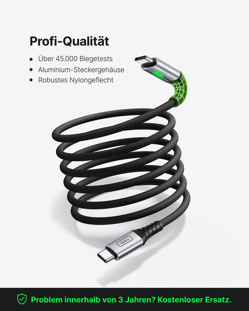 INIU 240 W USB C Cable, [2 Pieces 2 m] PD Fast Charging Cable USB C to USBC Cable | Nylon Geflochten, PD Ladekabel USBC für iPhone 17 16 15 Pro Max Samsung Galaxy S25 S24 Ultra Pixel 10 9a iPad Pro MacBook Air black 2 m + 2 m