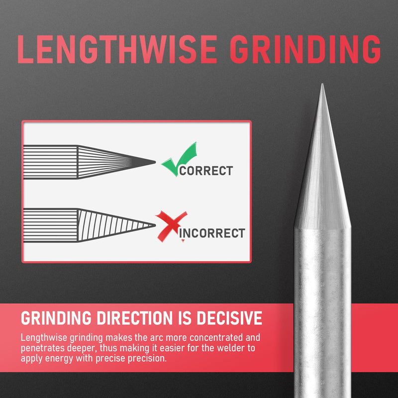 YESWELDER TIG Tungsten Electrode Pre-Sharpened Welding Tungsten 3/32" x 7" (Red, WT20/EWTh-2) 10-pk 3/32'' Red