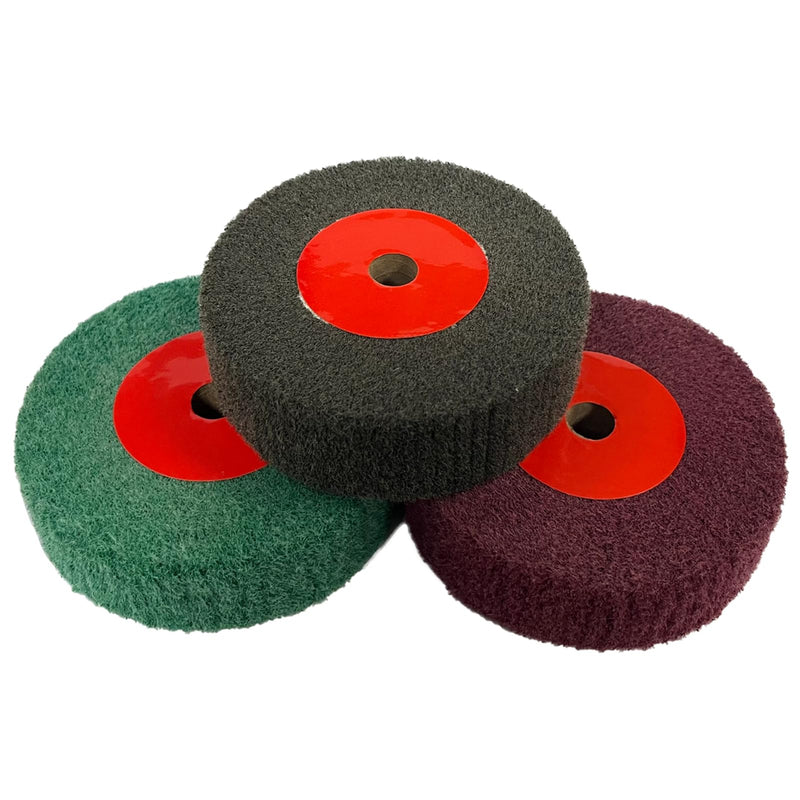 3PCS 4 Inch Bench Grinder Polishing Wheels, 320/600/800 Grit Tight Weave Tough Polishing Burnishing Wheel, Nylon Abrasive Flap Wheel for Refurbishing Golf Clubs Metal Copper, 1.2" Thickness 1/2" Arbor 203
