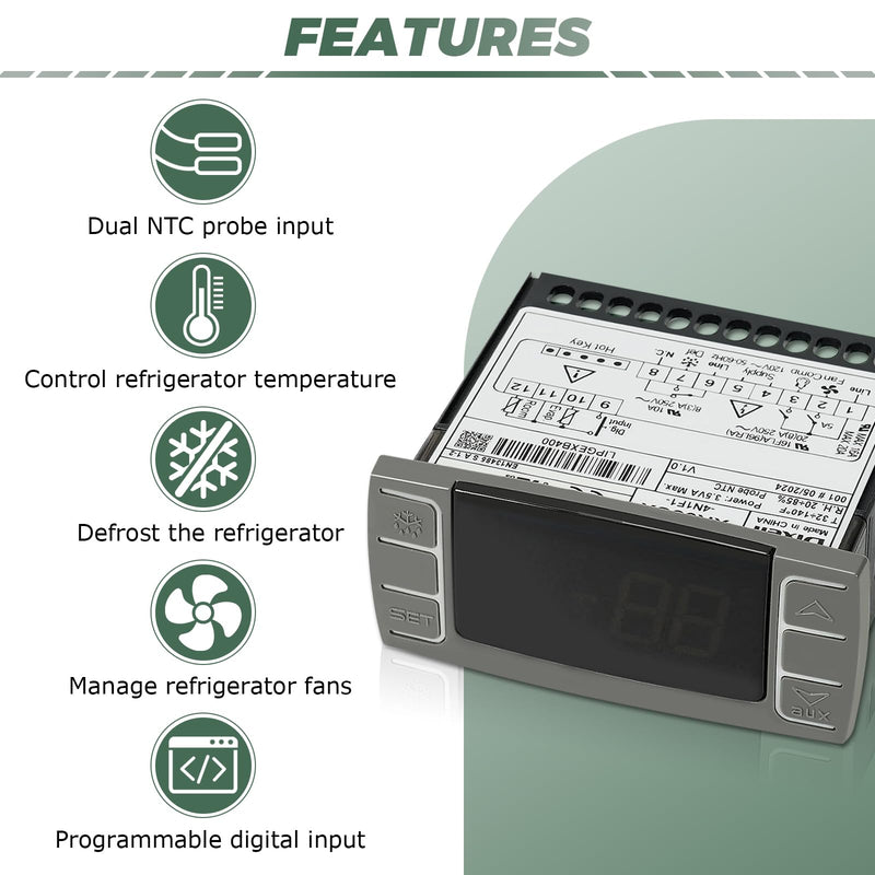 [Australia - AusPower] - for Dixell Temperature Controllers, XR06CX-4N1F1 Digital Thermostat with Sensor Probe - 120V, Compatible with Dixell and 50-60hz Commercial Refrigerators/Freezers (Includes Mounting Hardware) 