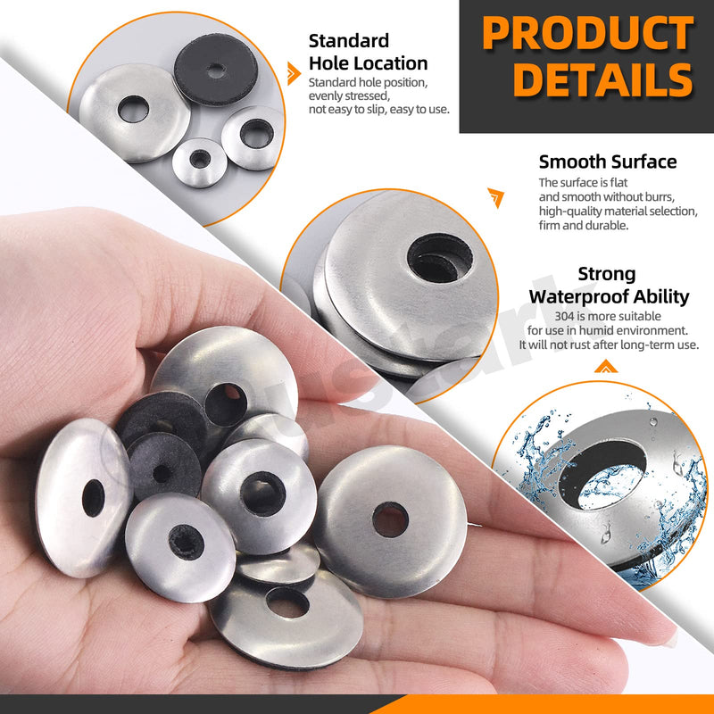 [Australia - AusPower] - 350Pcs 8 Sizes #8#10#12#14 304 Stainless Steel Neoprene Sealing Washers Metal Bonded EPDM Rubber Washers Gasket Assortment Kit 350 