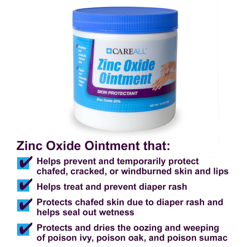[Australia - AusPower] - CareAll Zinc Oxide 20% Skin Protectant Barrier Ointment 15 oz., Provides Relief, Prevention and Treatment of Diaper Rash and Chafing. Helps Seal Out Wetness. 15 Ounce (Pack of 1) 