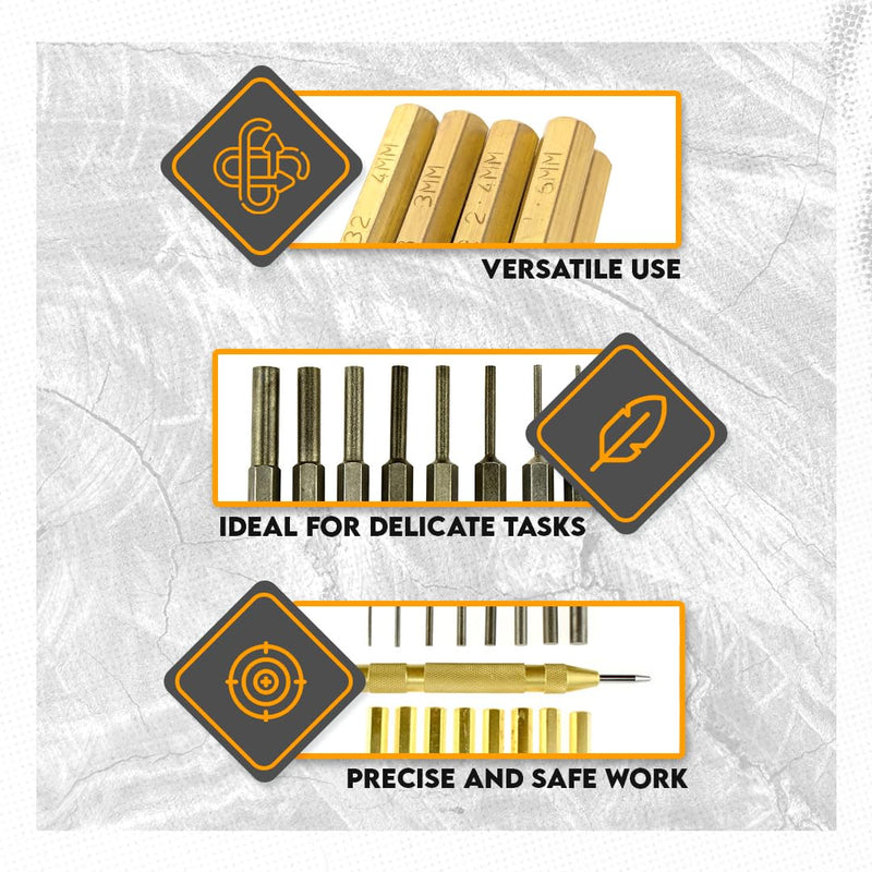 SE 18-Piece Drive Pin Punch Set - ST3018 Brass and steel