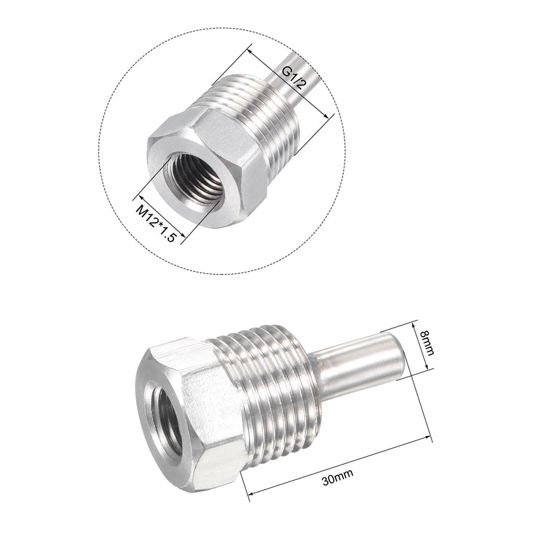 sourcing map 8 mm Diameter G1/2 Protective Tube Weld-Free Stainless Steel 201 30 mm Length for Beer Fermenter | 30 mm Length, For Beer Fermenter