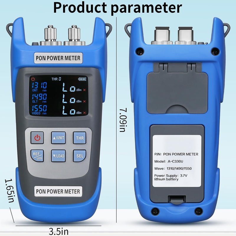 [Australia - AusPower] - Rechargeable Fiber Optic PON Optical Power Meter A-C330U SCUPC FCUPC Interface PON Network Tester 1310nm 1490nm 1550nm Fiber Optic Tester Handheld PON Optical Power Meter Testing Tool 