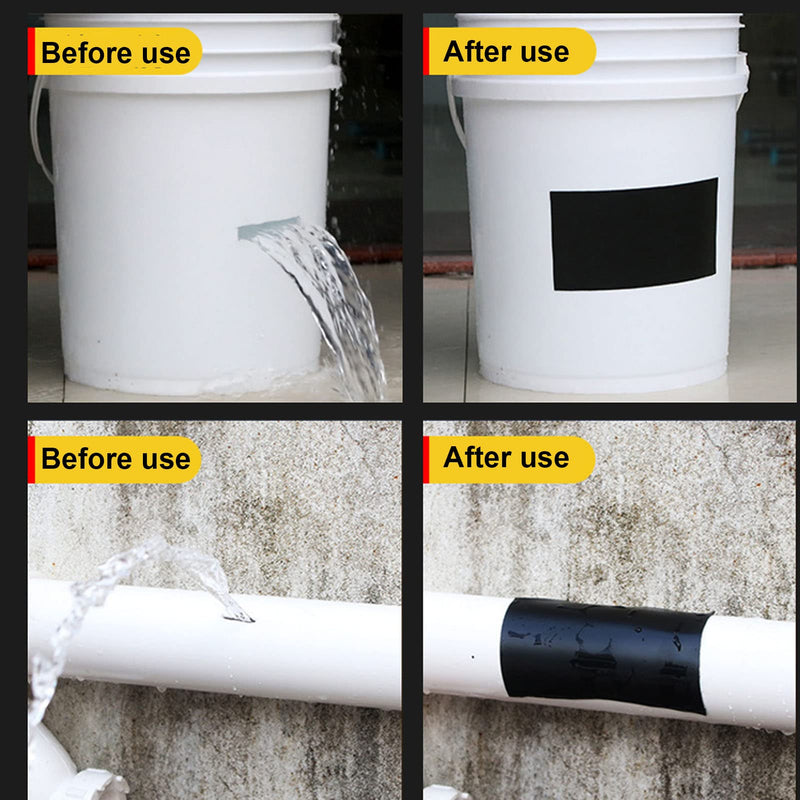 WELSTIK Waterproof Tape Patch & Seal Tape Leak Repair Tape Duct Tape, Black, 4''x 60"