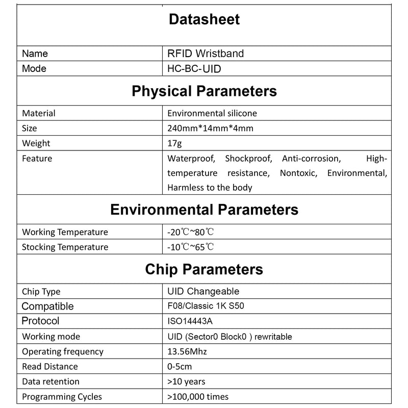 [Australia - AusPower] - IC ISO 14443A RFID Silicone Wristband/Bracelet UID Changeable Sector0 Block0 Rewritable(1PCS UID IC Changeable wristband) 1PCS UID 13.56Mhz Changeable wristband 