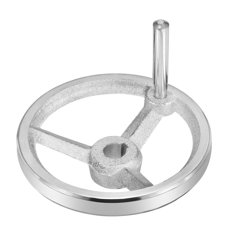 [Australia - AusPower] - PATIKIL 120mm/4.72 Inch Diameter 14mm ID Rotary Handwheel, 1 Pack Cast Iron Chrome Plated with Handle for Many Types of Milling Machines and Lathes, Silver Tone 